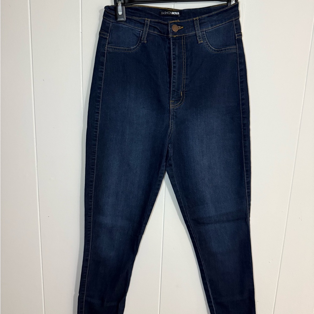 Fashion Nova Dark Blue Skinny Jeans High-Waisted